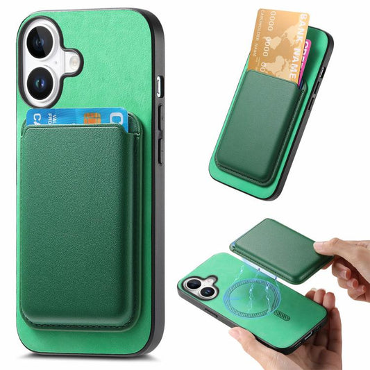 For iPhone 17 Retro Magsafe Card Bag PU Back Cover Phone Case(Green) - iPhone 17 Cases by buy2fix | Online Shopping UK | buy2fix
