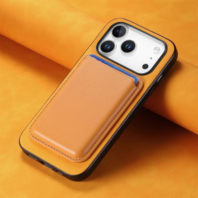 For iPhone 17 Pro Retro Magsafe Card Bag PU Back Cover Phone Case(Yellow) - iPhone 17 Pro Cases by buy2fix | Online Shopping UK | buy2fix
