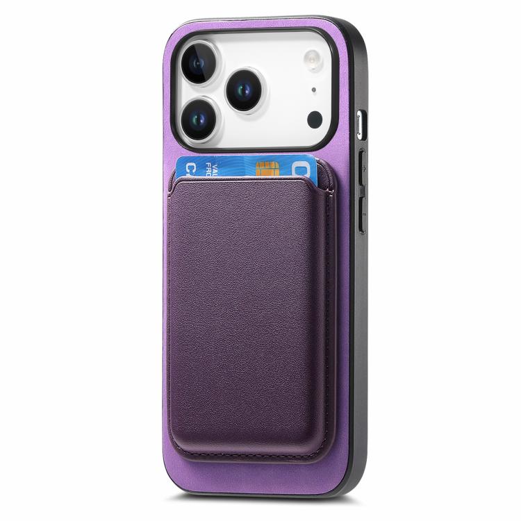 For iPhone 17 Pro Max Retro Magsafe Card Bag PU Back Cover Phone Case(Purple) - iPhone 17 Pro Max Cases by buy2fix | Online Shopping UK | buy2fix