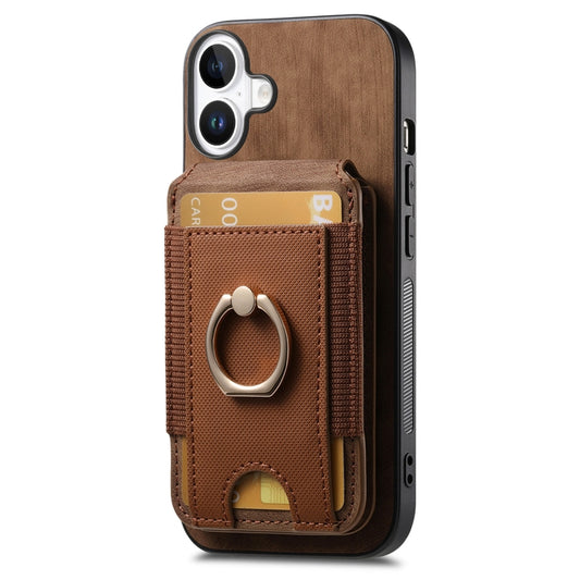 For iPhone 16 Plus Retro Splitable Magnetic Stand Card Bag Leather Phone Case(Brown) - iPhone 16 Plus Cases by buy2fix | Online Shopping UK | buy2fix