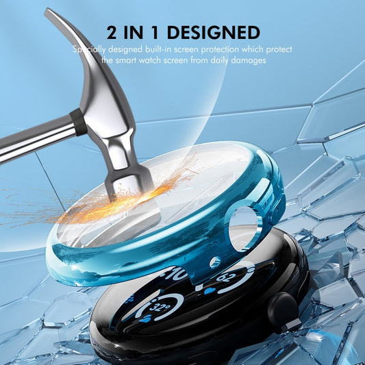 For Google Pixel Watch 3 45mm ENKAY Hat-Prince Full Coverage Electroplated Soft TPU Case with Screen Protection(Black) by ENKAY