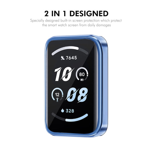 For Honor Band 9 ENKAY Hat-Prince Full Coverage Electroplated Soft TPU Case with Screen Protection(Navy Blue) by ENKAY