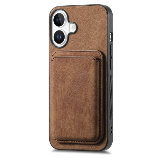 For iPhone 16 Plus Retro Leather Card Bag Magnetic Phone Case(Brown) by buy2fix