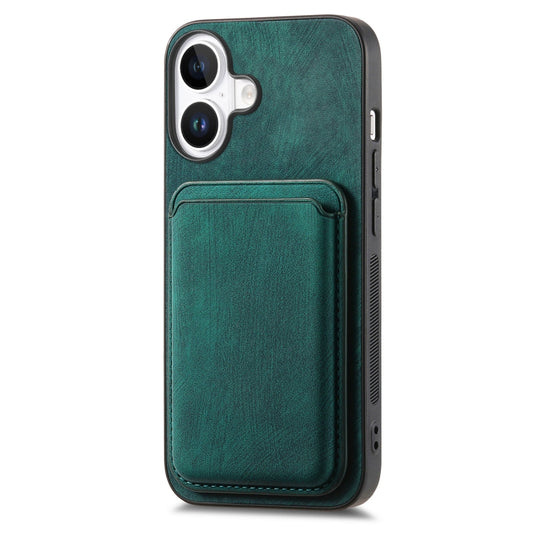 For iPhone 16 Plus Retro Leather Card Bag Magnetic Phone Case(Green) by buy2fix