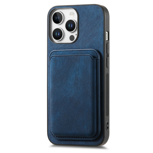 For iPhone 16 Pro Retro Leather Card Bag Magnetic Phone Case(Blue) by buy2fix