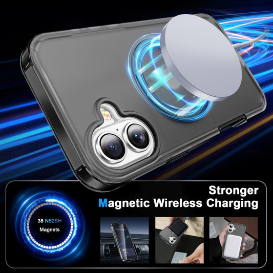 For iPhone 16 Plus Frosted Skin Feel MagSafe Holder 360 Full Body Phone Case(Black) by buy2fix