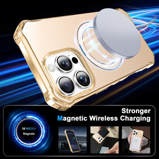 For iPhone 16 Pro Max Clear Wave MagSafe Holder Phone Case(Gold) by buy2fix