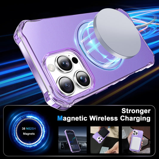 For iPhone 16 Pro Solid Color Wave MagSafe Holder Phone Case(Purple) by buy2fix