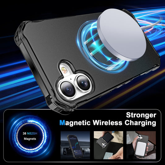 For iPhone 16 Plus Solid Color Wave MagSafe Holder Phone Case(Black) by buy2fix