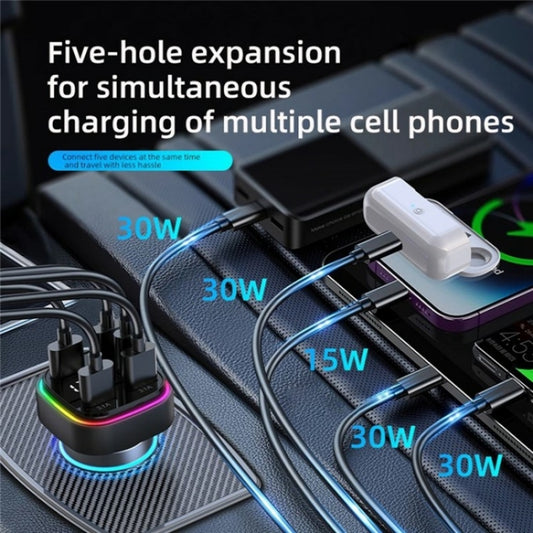 K34 With LED Display 5 Port USB Car Charger Cigarette Lighter Adapter by buy2fix