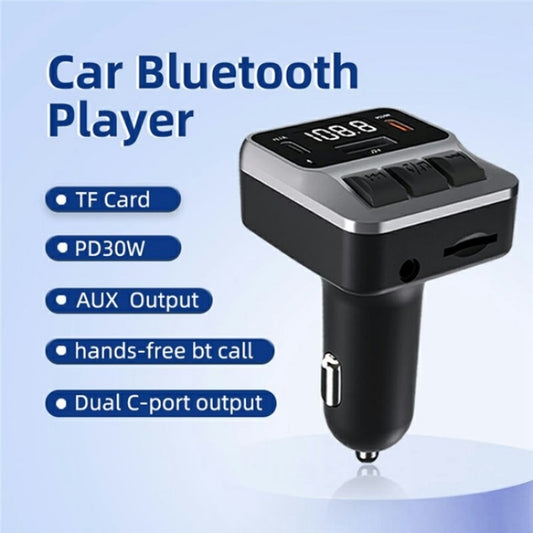 C65 Dual Type-C Port PD 30W Fast Charging Adapter Car Bluetooth FM Transmitter by buy2fix