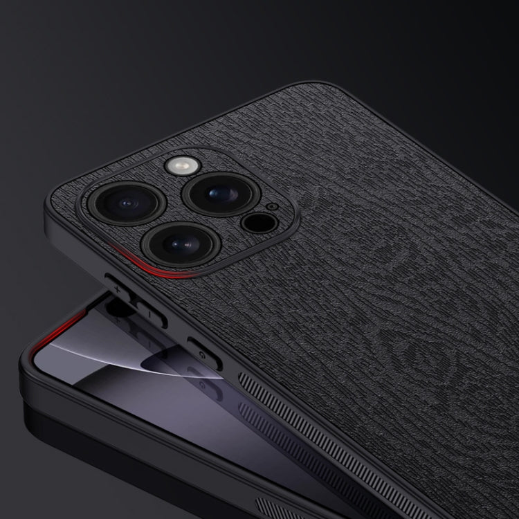 For iPhone 16 Pro Tree Bark Leather Shockproof Phone Case(Brown) by buy2fix