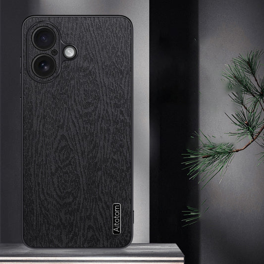 For iPhone 16 Plus Tree Bark Leather Shockproof Phone Case(Grey) by buy2fix