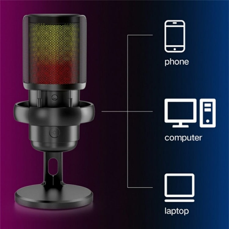 ME6P Professional USB Desktop Recording Microphone with RGB Light by buy2fix