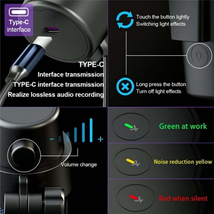 M8 Professional Desktop Condenser Microphone With RGB Light by buy2fix