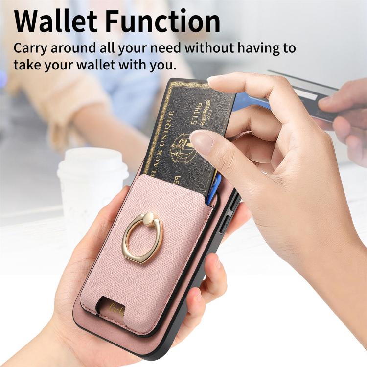 For iPhone 17 Retro Cross Leather Card Bag MagSafe Phone Case(Pink) - iPhone 17 Cases by buy2fix | Online Shopping UK | buy2fix