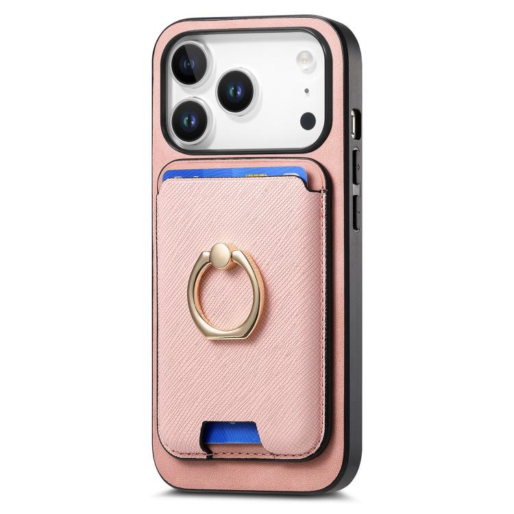 For iPhone 17 Pro Retro Cross Leather Card Bag MagSafe Phone Case(Pink) - iPhone 17 Pro Cases by buy2fix | Online Shopping UK | buy2fix