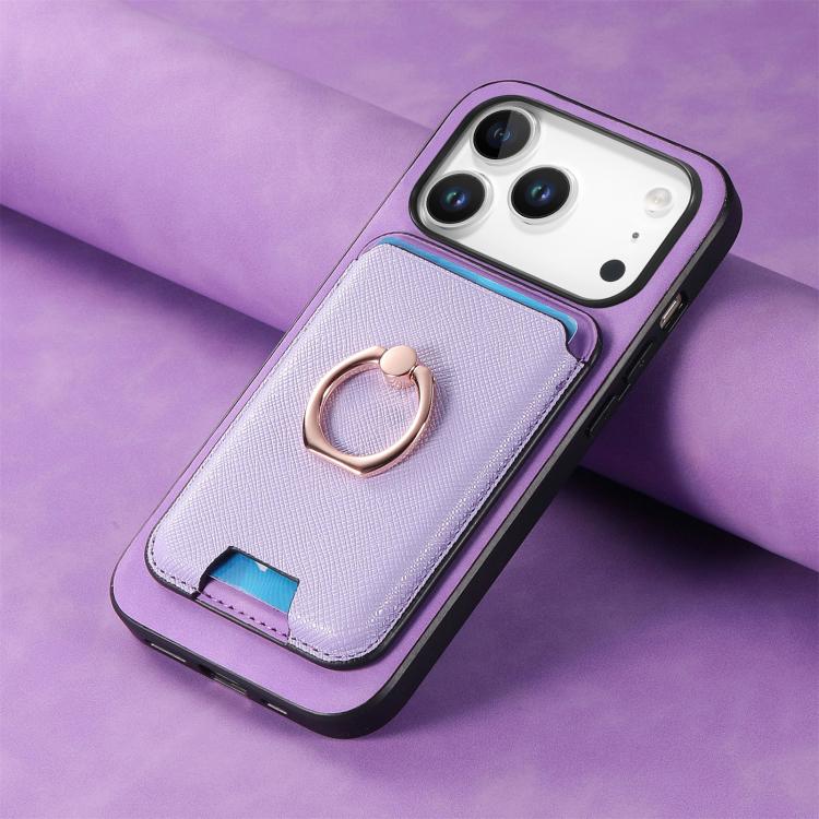 For iPhone 17 Pro Max Retro Cross Leather Card Bag MagSafe Phone Case(Purple) - iPhone 17 Pro Max Cases by buy2fix | Online Shopping UK | buy2fix