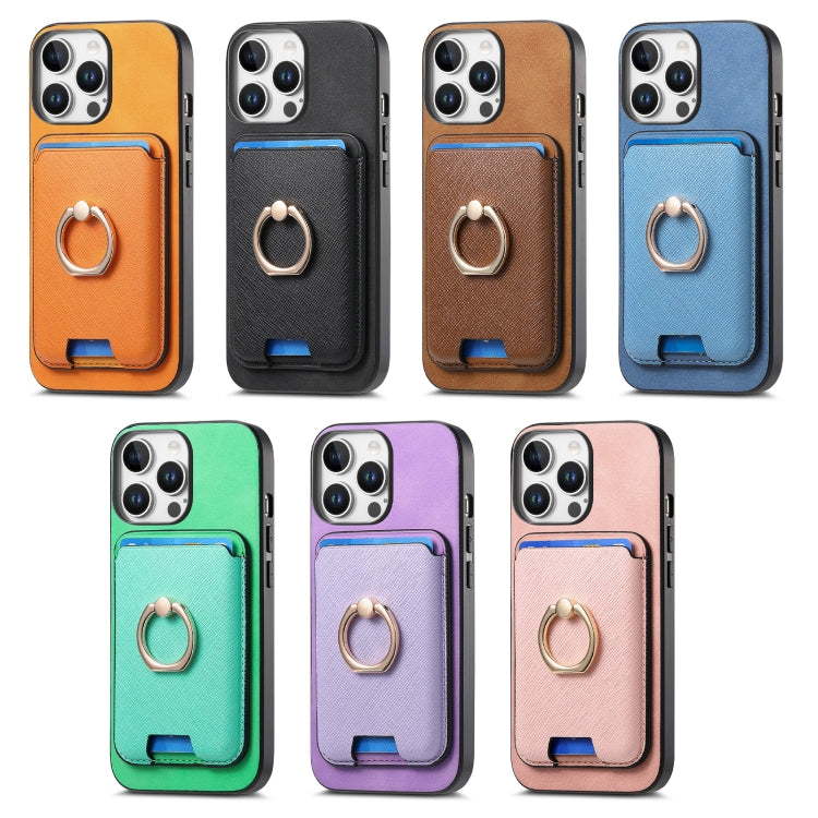 For iPhone 17 Retro Cross Leather Card Bag MagSafe Phone Case(Blue) - iPhone 17 Cases by buy2fix | Online Shopping UK | buy2fix