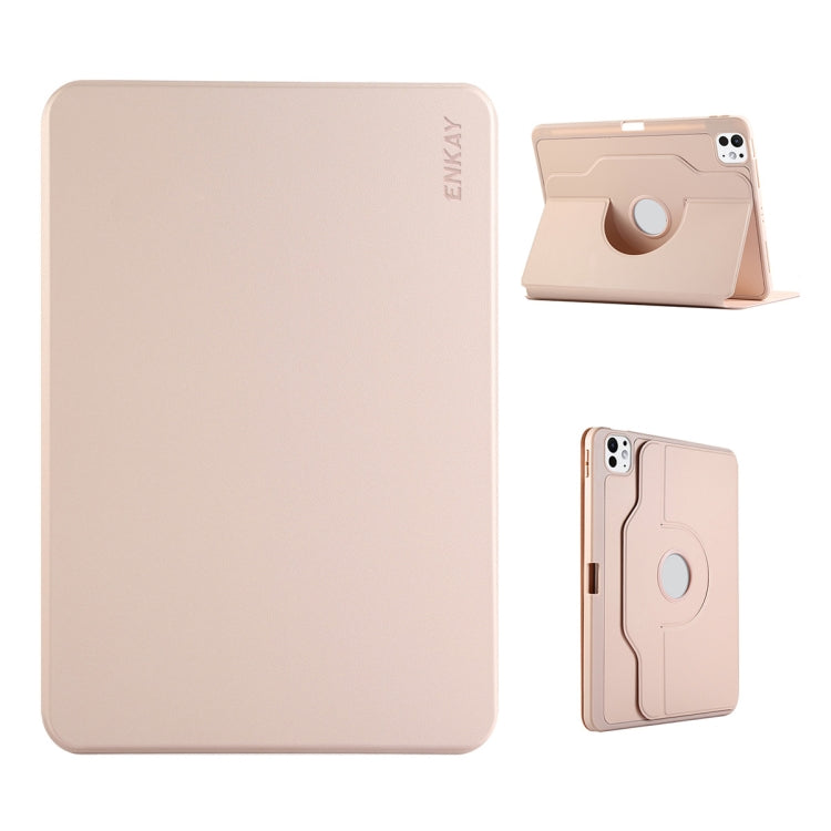 For iPad Pro 12.9 2022/ Air 13 2025 / 2024 ENKAY 360 Rotation TPU Leather Smart Tablet Case with Pen Slot(Pink) - iPad Air 13 2025 / 2024 Cases by ENKAY | Online Shopping UK | buy2fix