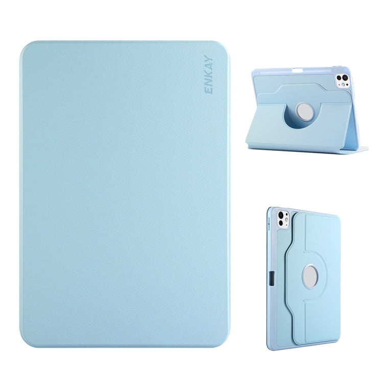 For iPad Pro 12.9 2022/ Air 13 2025 / 2024 ENKAY 360 Rotation TPU Leather Smart Tablet Case with Pen Slot(Light Blue) - iPad Air 13 2025 / 2024 Cases by ENKAY | Online Shopping UK | buy2fix