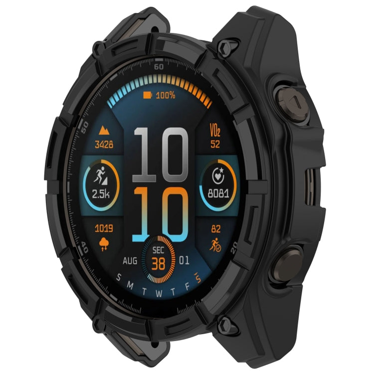 For Garmin Fenix 8 AMOLED 47mm Armor Hollow TPU Half Coverage Watch Protective Case(Black) - Watch Cases by buy2fix | Online Shopping UK | buy2fix