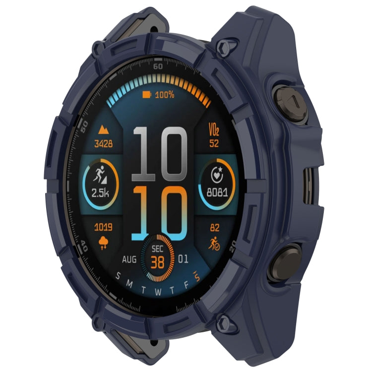 For Garmin Fenix 8 AMOLED 47mm Armor Hollow TPU Half Coverage Watch Protective Case(Midnight Blue) - Watch Cases by buy2fix | Online Shopping UK | buy2fix