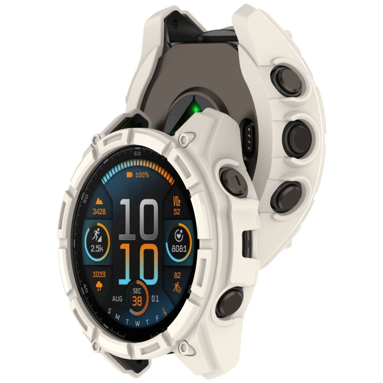 For Garmin Fenix 8 AMOLED 47mm Armor Hollow TPU Half Coverage Watch Protective Case(Starlight) - Watch Cases by buy2fix | Online Shopping UK | buy2fix