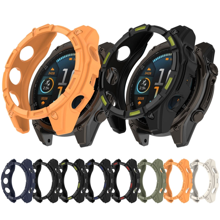 For Garmin Fenix 8 AMOLED 47mm Armor Hollow TPU Half Coverage Watch Protective Case(Black) - Watch Cases by buy2fix | Online Shopping UK | buy2fix