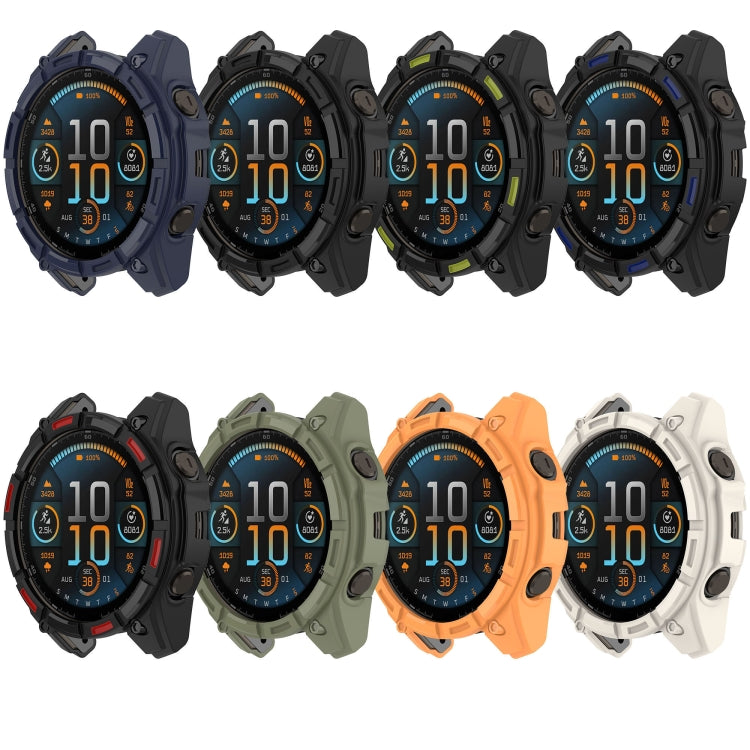 For Garmin Fenix 8 AMOLED 51mm Armor Hollow TPU Half Coverage Watch Protective Case(Black) - Watch Cases by buy2fix | Online Shopping UK | buy2fix