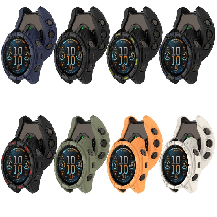 For Garmin Fenix 8 AMOLED 51mm Armor Hollow TPU Half Coverage Watch Protective Case(Black) - Watch Cases by buy2fix | Online Shopping UK | buy2fix