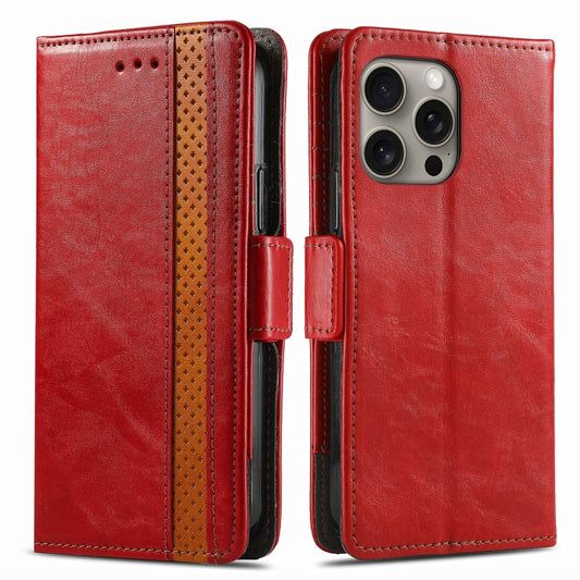 For iPhone 16 Pro Max CaseNeo Splicing Dual Magnetic Buckle Leather Phone Case(Red) by buy2fix