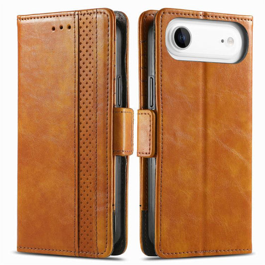 For iPhone Air CaseNeo Splicing Dual Magnetic Buckle Leather Phone Case(Khaki) - iPhone Air Cases by buy2fix | Online Shopping UK | buy2fix