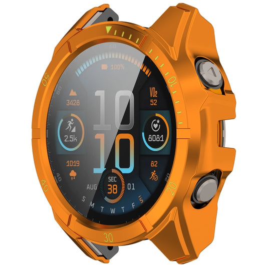 For Garmin Fenix 8 AMOLED 43mm Tempered Glass Film Integrated PC Watch Case(Orange Green) - Watch Cases by buy2fix | Online Shopping UK | buy2fix