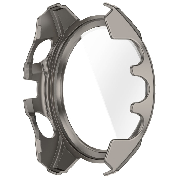 For Garmin Fenix 8 AMOLED 43mm Tempered Glass Film Integrated PC Watch Case(Titanium Blue) - Watch Cases by buy2fix | Online Shopping UK | buy2fix