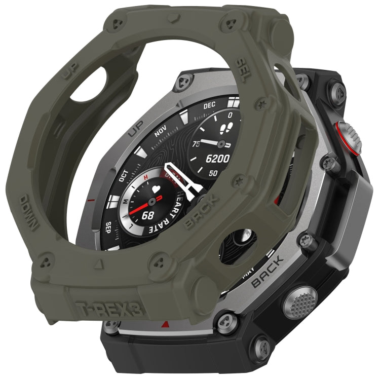 For Amazfit T-Rex3 Armor Hollow TPU Half Coverage Watch Case(Juugle Green) - Watch Cases by buy2fix | Online Shopping UK | buy2fix
