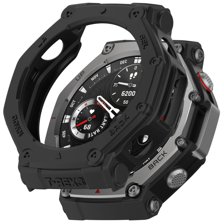 For Amazfit T-Rex3 Armor Hollow TPU Half Coverage Watch Case(Black) - Watch Cases by buy2fix | Online Shopping UK | buy2fix