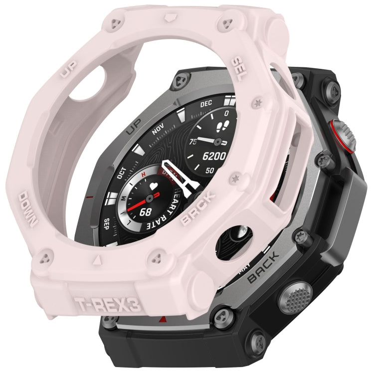 For Amazfit T-Rex3 Armor Hollow TPU Half Coverage Watch Case(Light Pink) - Watch Cases by buy2fix | Online Shopping UK | buy2fix