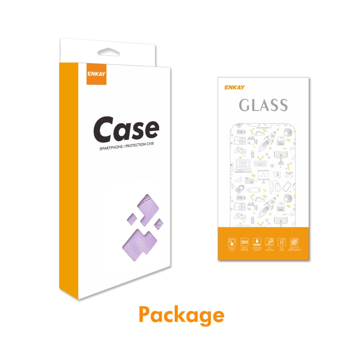 For Samsung Galaxy S25 5G / S24 5G ENKAY Embossed Rhombus Starry Leather Phone Case with Screen Film(Purple) by ENKAY