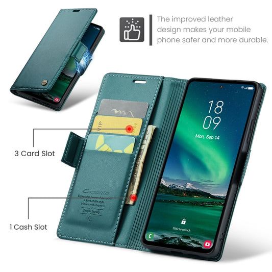 For Samsung Galaxy S24 FE 5G CaseMe 023 Butterfly Buckle Litchi Texture RFID Anti-theft Leather Phone Case(Green) by CaseMe