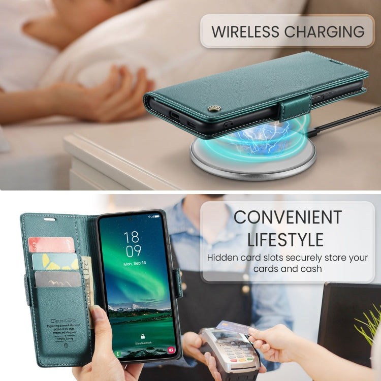 For Samsung Galaxy S24 FE 5G CaseMe 023 Butterfly Buckle Litchi Texture RFID Anti-theft Leather Phone Case(Green) by CaseMe