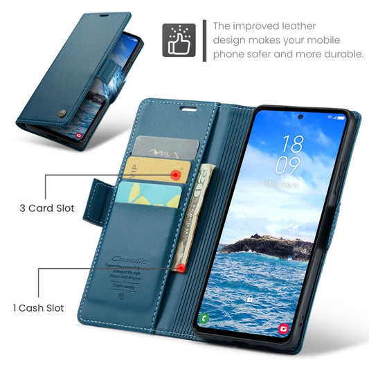 For Samsung Galaxy S24 FE 5G CaseMe 023 Butterfly Buckle Litchi Texture RFID Anti-theft Leather Phone Case(Blue) by CaseMe