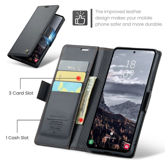 For Samsung Galaxy S24 FE 5G CaseMe 023 Butterfly Buckle Litchi Texture RFID Anti-theft Leather Phone Case(Black) by CaseMe
