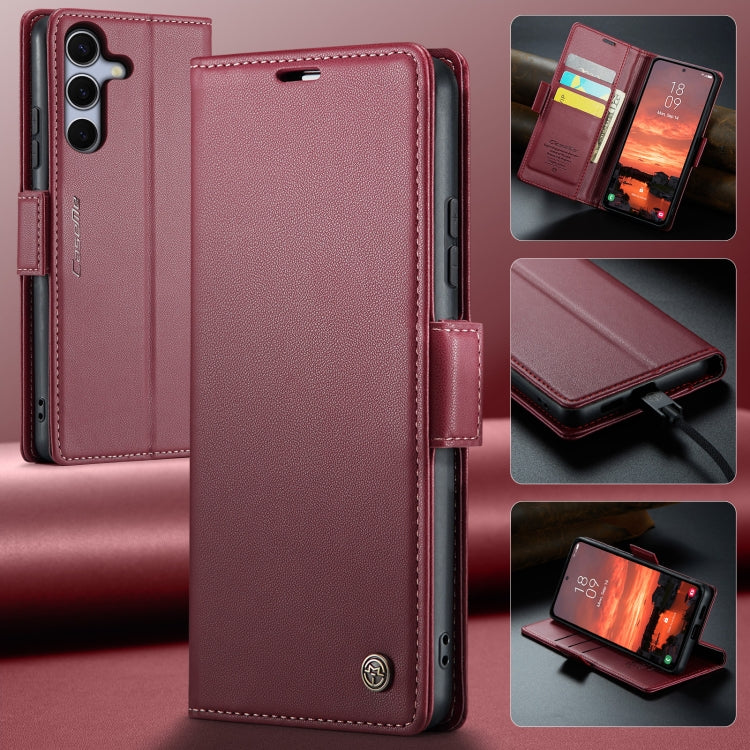 For Samsung Galaxy S25+ 5G CaseMe 023 Butterfly Buckle Litchi Texture RFID Anti-theft Leather Phone Case(Red) - Galaxy S25+ 5G Cases by CaseMe | Online Shopping UK | buy2fix