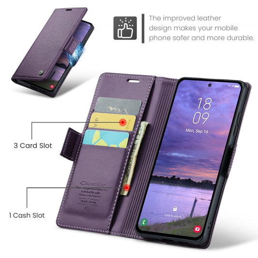 For Samsung Galaxy S25+ 5G CaseMe 023 Butterfly Buckle Litchi Texture RFID Anti-theft Leather Phone Case(Purple) by CaseMe