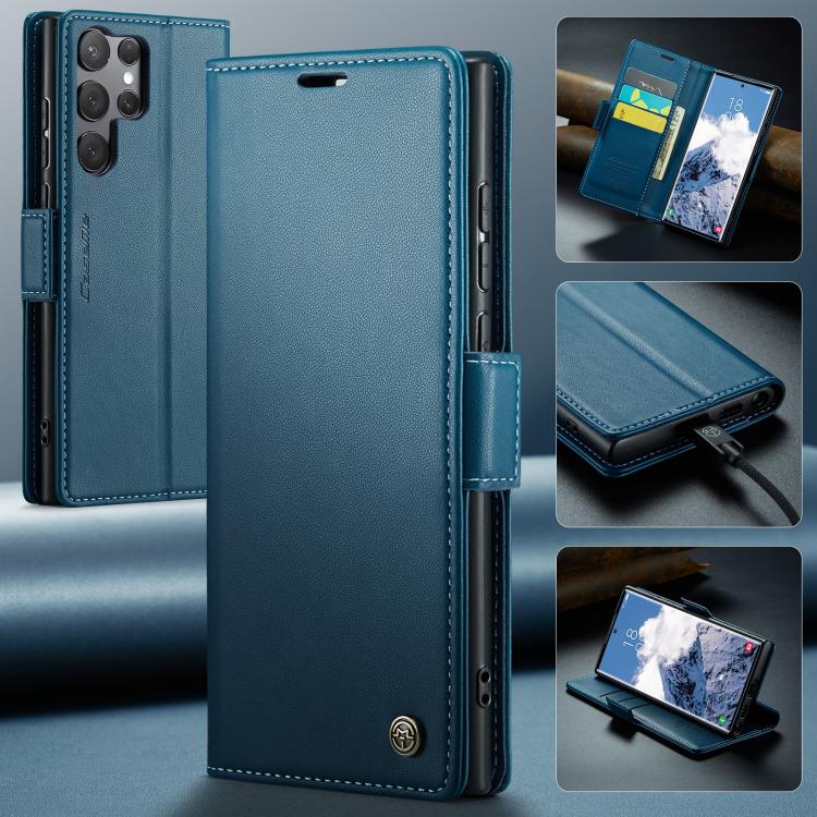 For Samsung Galaxy S25 Ultra 5G CaseMe 023 Butterfly Buckle Litchi Texture RFID Anti-theft Leather Phone Case(Blue) - Galaxy S25 Ultra 5G Cases by CaseMe | Online Shopping UK | buy2fix
