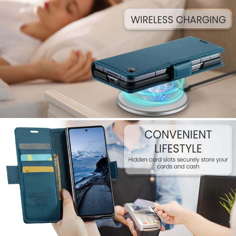 For Samsung Galaxy Z Fold7 CaseMe 023 Butterfly Buckle Litchi Texture RFID Anti-theft Leather Phone Case(Blue) - Galaxy Z Fold7 5G Cases by CaseMe | Online Shopping UK | buy2fix