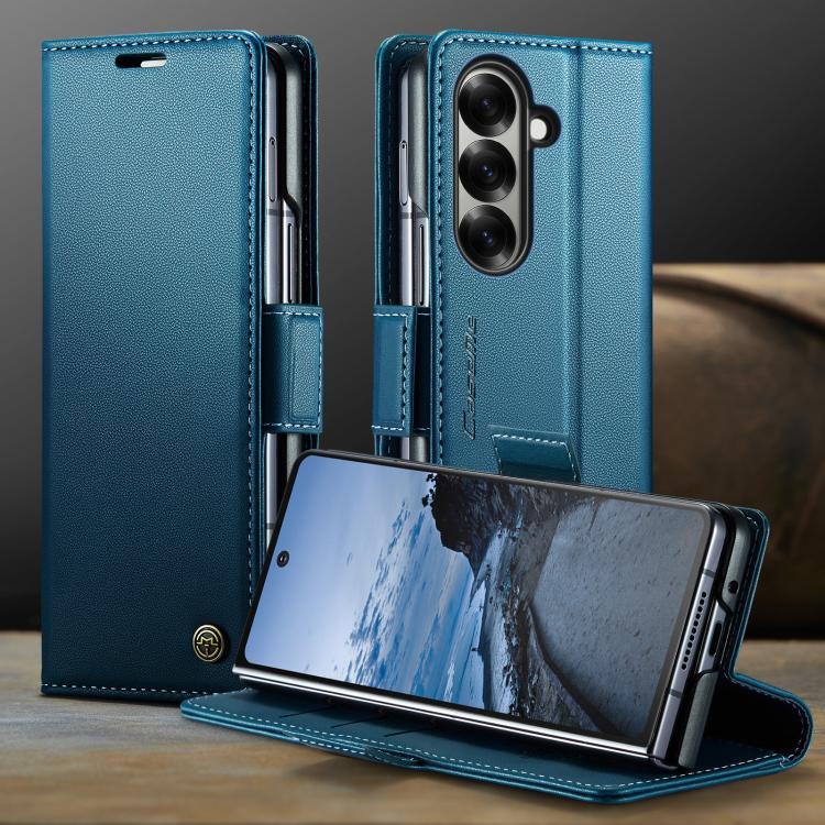 For Samsung Galaxy Z Fold7 CaseMe 023 Butterfly Buckle Litchi Texture RFID Anti-theft Leather Phone Case(Blue) - Galaxy Z Fold7 5G Cases by CaseMe | Online Shopping UK | buy2fix