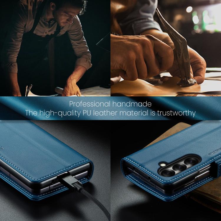 For Samsung Galaxy Z Fold7 CaseMe 023 Butterfly Buckle Litchi Texture RFID Anti-theft Leather Phone Case(Blue) - Galaxy Z Fold7 5G Cases by CaseMe | Online Shopping UK | buy2fix