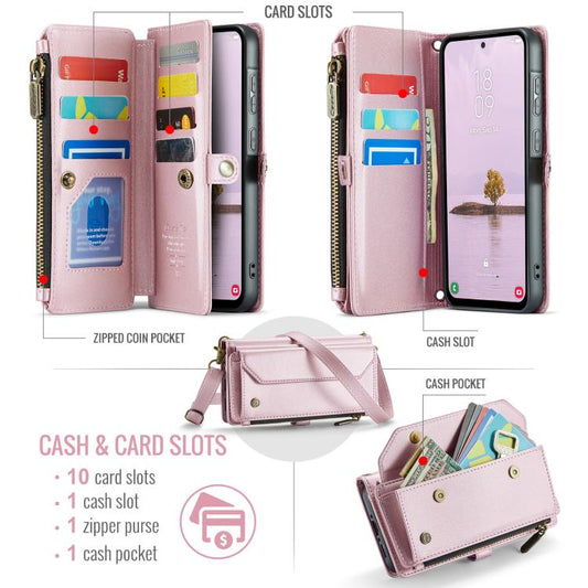 For Samsung Galaxy A56 5G CaseMe C36 Card Slots Zipper Wallet RFID Anti-theft Leather Phone Case(Pink) - Galaxy Phone Cases by CaseMe | Online Shopping UK | buy2fix
